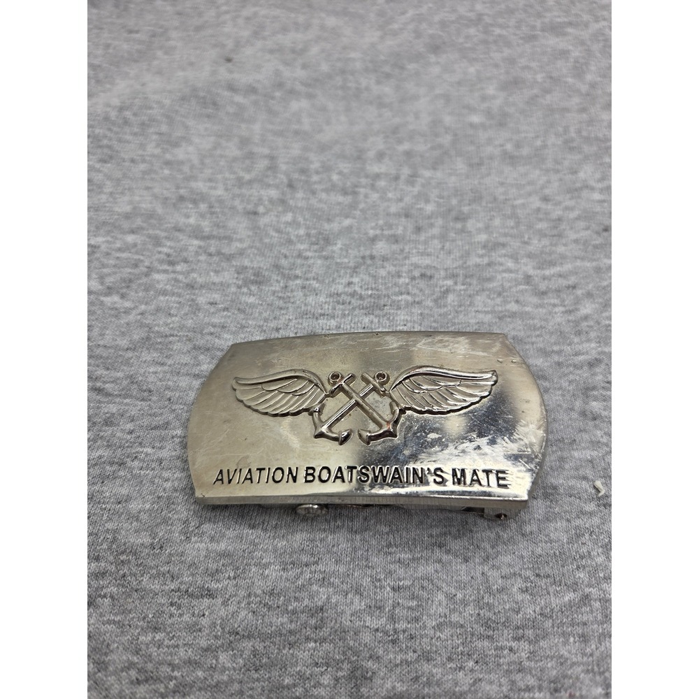 Vintage US Navy Aviation Boatswains Mate Rate Belt Buckle Silver Eagle Anchor